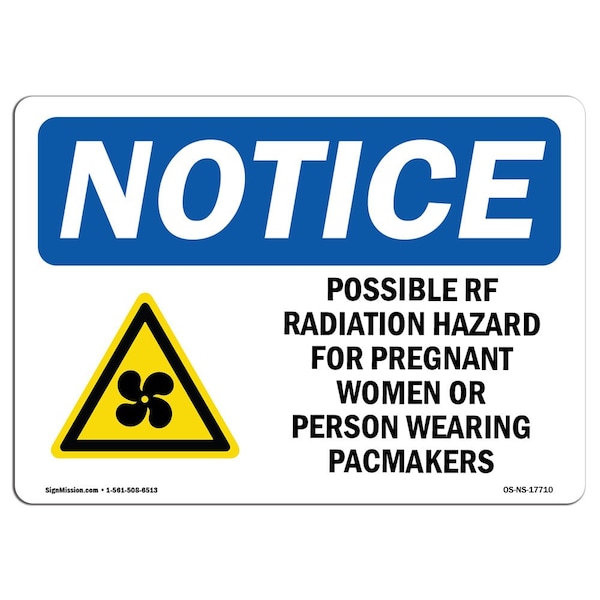 Signmission OSHA Sign, Possible RF Radiation With, 10in X 7in Decal, 7" W, 10" H, Portrait, OS-NS-D-710-V-17712 OS-NS-D-710-V-17712 - main